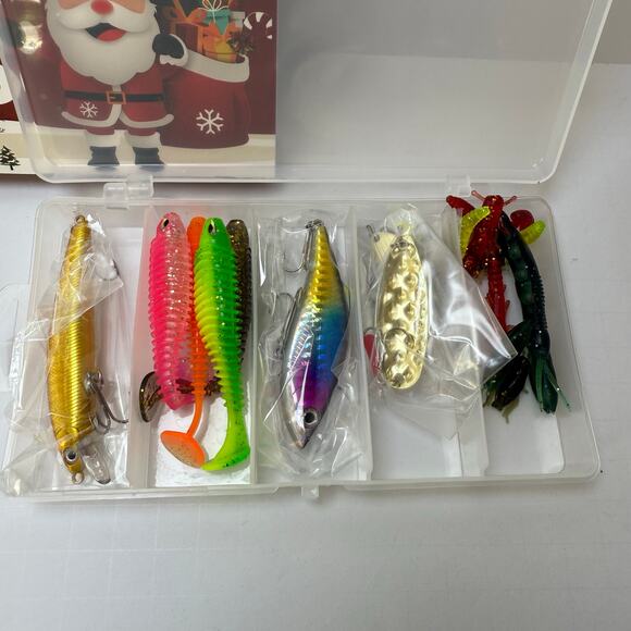 Holiday Fishing Lure Gift Set – Multi-Color Soft & Hard Baits Assortment | New - Picture 7 of 7